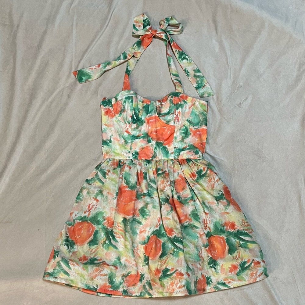 alice + olivia Fleur Bustier Flare Dress